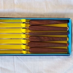 1970s vintage 6pc fondue fork set in box
